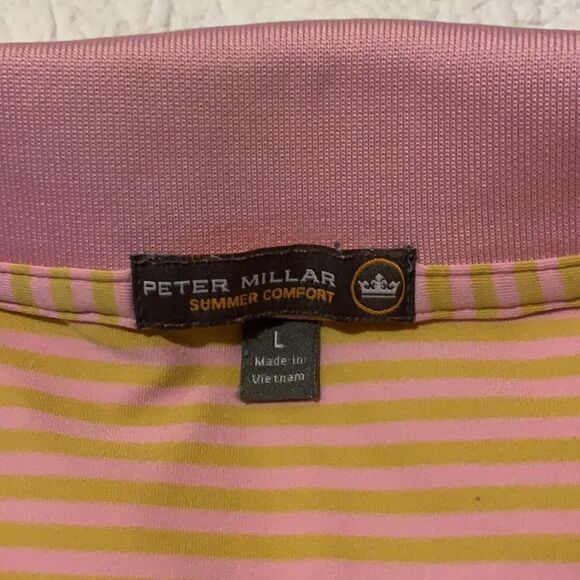Peter Millar Golf Polo. Stripes. Large. Athletic - Picture 8 of 12